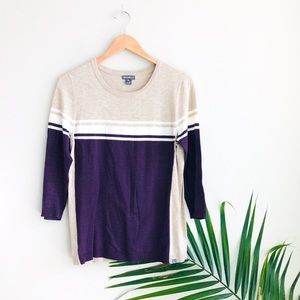 Eddie Bauer Crewneck Colorblock Sweater Tan/Purple